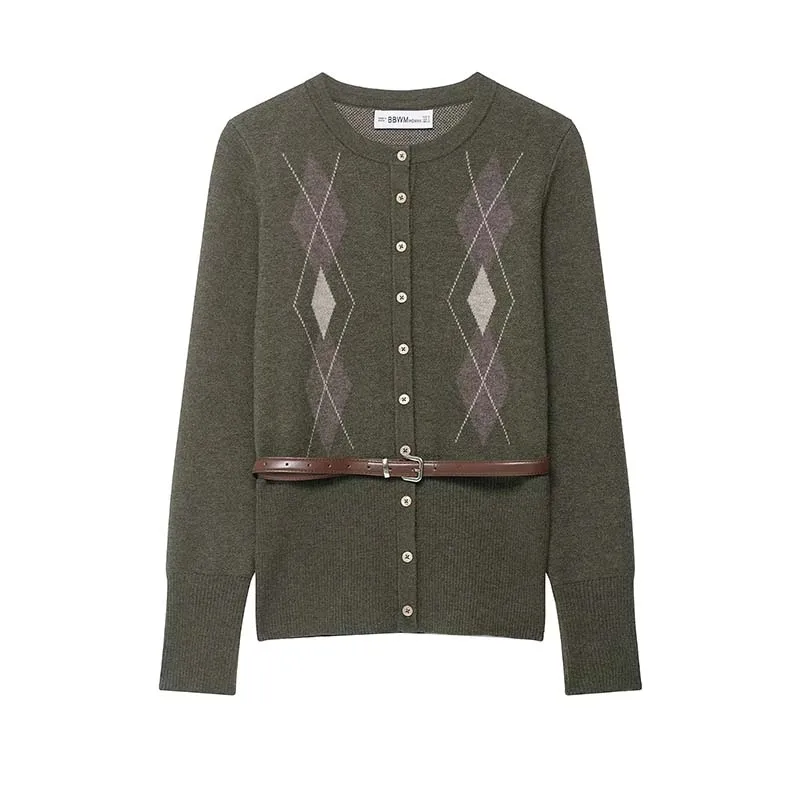 Women Ribing Midi Skirts Two Piece Sets 2025 New Chic Fashion Knitted Cardigan Coat Women's Suits Autumn Woman Outfits