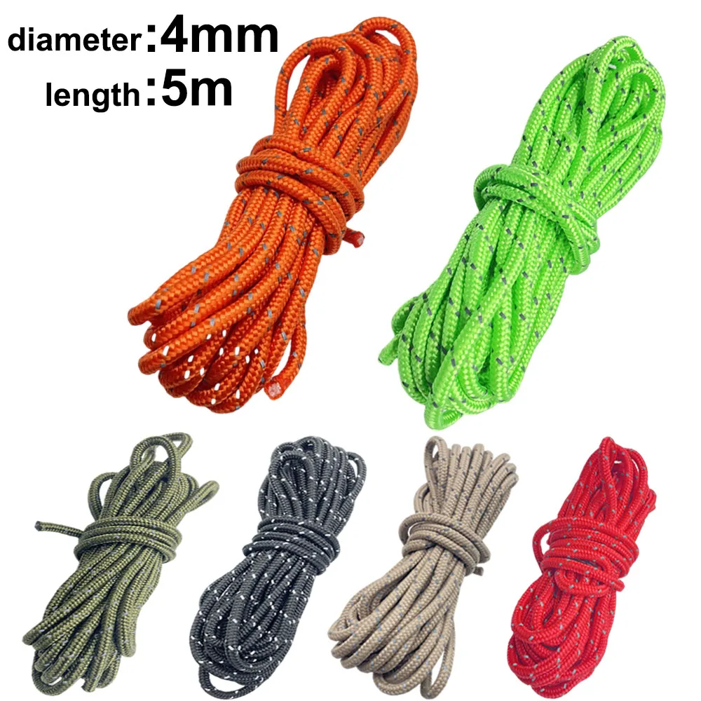 5m 4mm Reflective Rope Camping Wind Rope Tent Multifunction Line Outdoor Hiking-outdoor tent ropes,camping tent accessories,camping tent fasteners