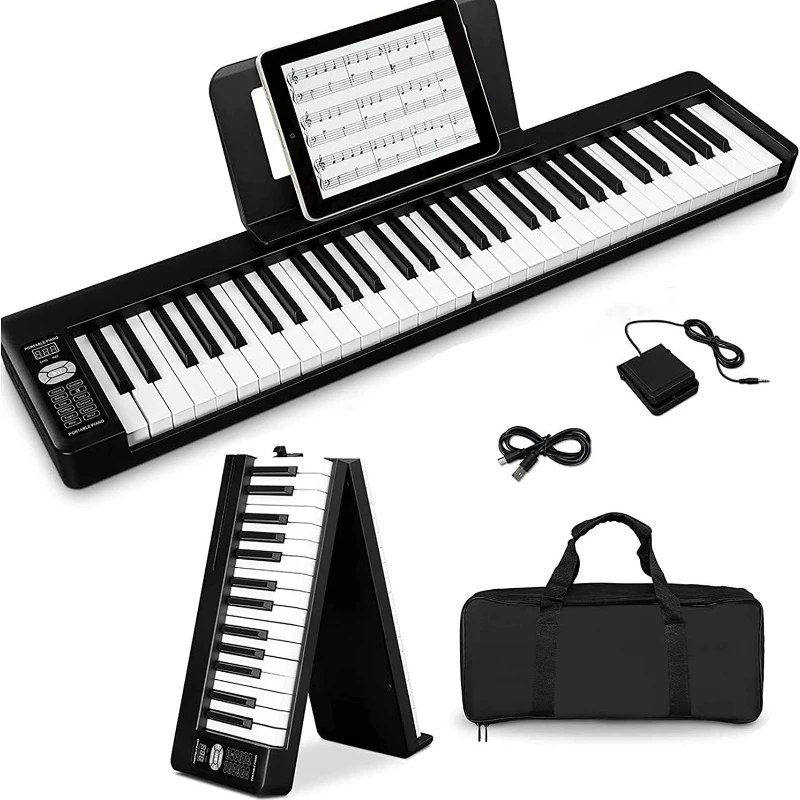 61-key Folding Piano Portable Beginner Home Bluetooth MIDI Foldable Electronic Piano Multifunctional Musical Keyboard Instrument