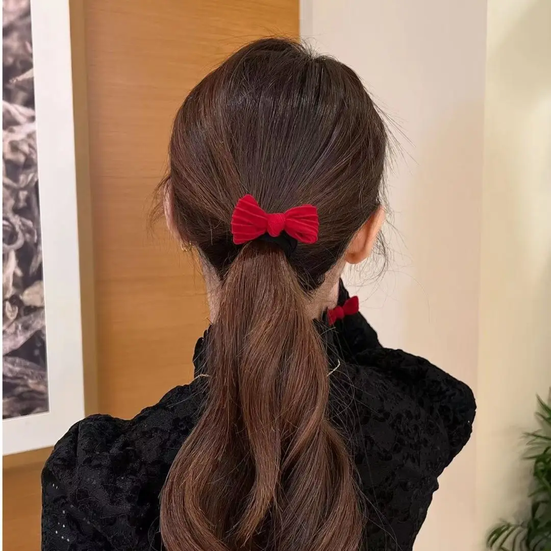 Elegant Red Butterfly Knot Hair Ties - Stylish Elastic Bands
