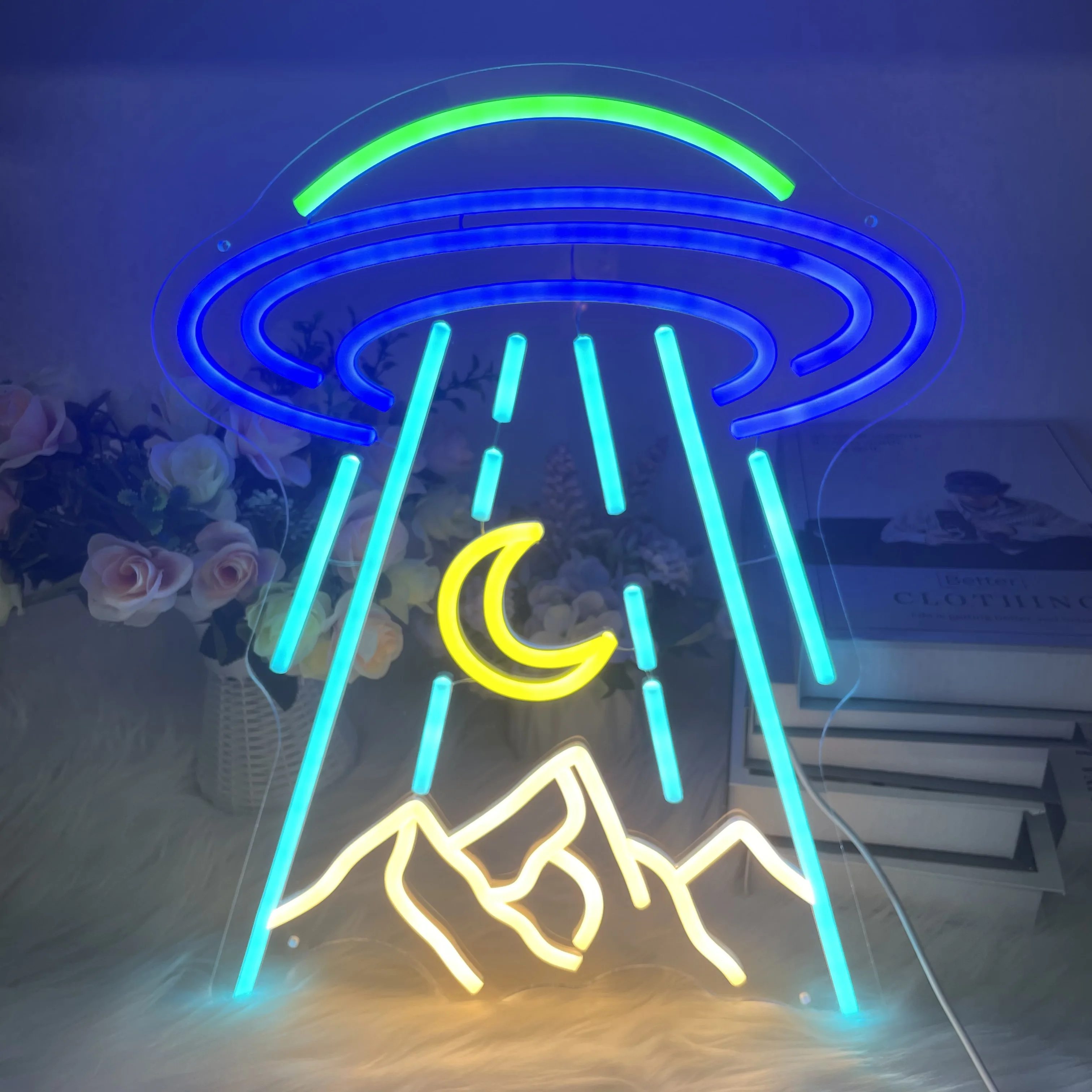 

UFO Neon Sign Customized LED Light Wall Art Decor Gamer Gift for Teen Boys Bedroom Night Lamp Personalized Design Man Cave Bar