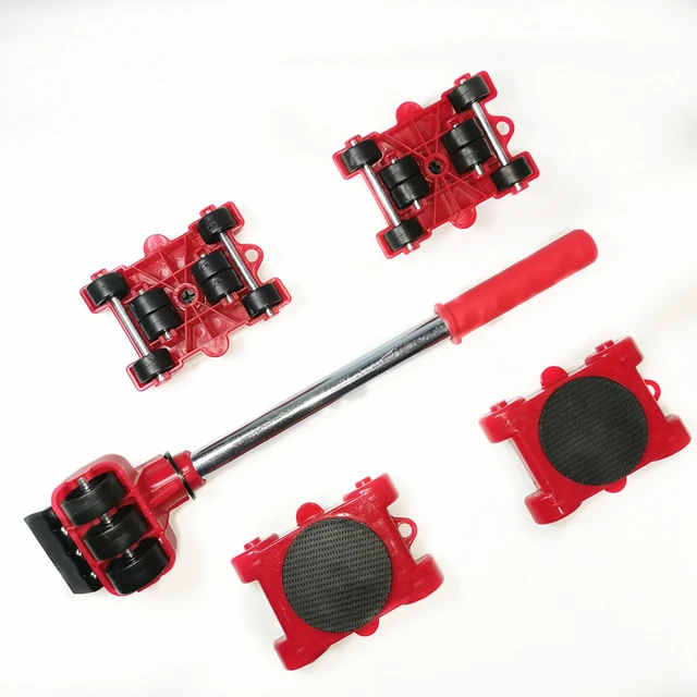 5 Pcs Set Dropshipping Furniture Mover Set Furniture Mover Tool Transport Lifter Heavy Stuffs Moving Wheel Roller Bar Hand Tools 5pcs