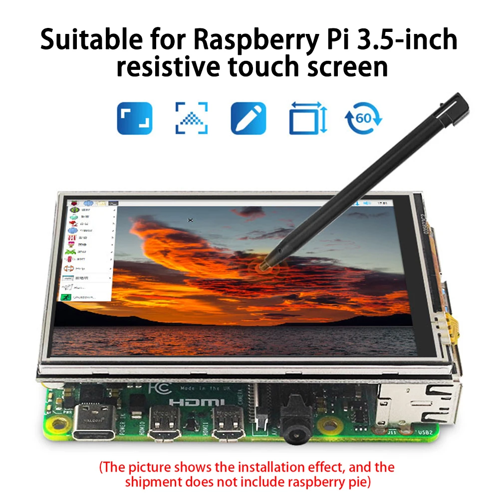 

3.5 Inch Touch Screen with Protective Case 450*320 Resolution TFT LCD Display for Raspberry Pi 3B+ 2B B+