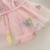 Summer Infant Baby Girl Outfits Ruffle Sleeveless Floral Embroidery Tulle Skirt Bodysuit Headband Clothes Set 5