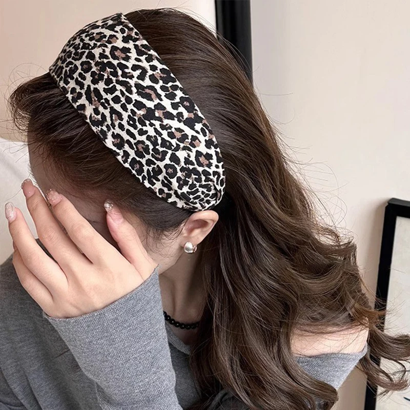 4PCS Vintage Feste Elastische Haarband Weiche Baumwolle Haarband Frauen Mädchen Leopard Stirnband Süße Haar Hoop Mode Haar Zubehör – Detail 8