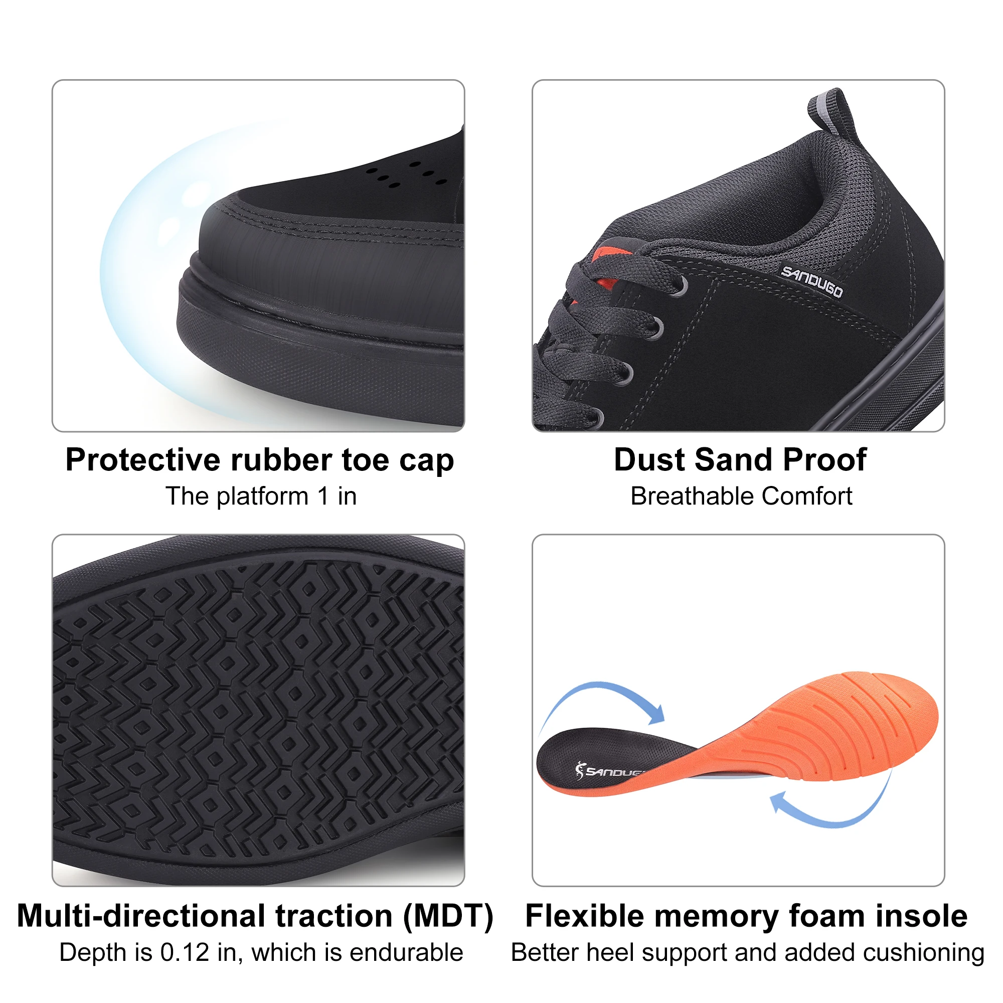 Mens Mountain Bike Shoes for Flat Pedals , Use: Cross-Country D/H, Enduro,Mountain Biking,Mtb,Commute,Non-Slip, Strong Grip