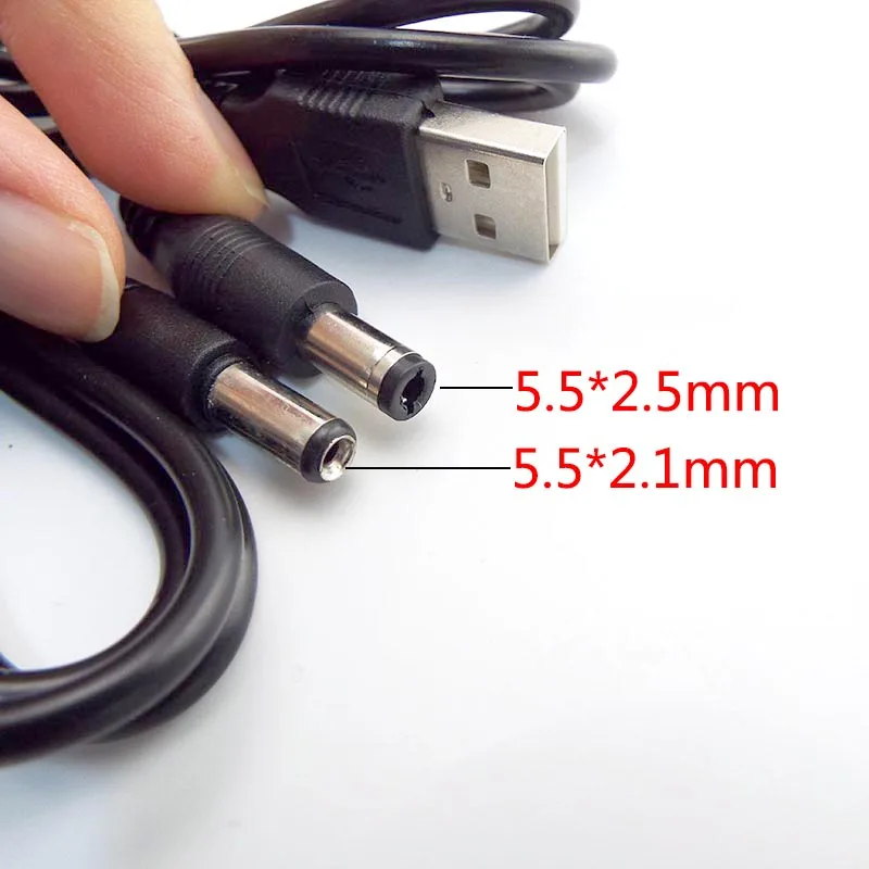 Conector de alimentación USB 2,0 tipo A macho a CC de 0,8 m para dispositivos electrónicos pequeños Cable de extensión Usb 5,5*2,1mm conector de 5,5*2,5mm
