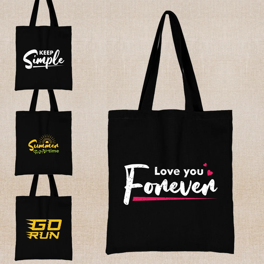 

Phrase Print Shopping Bag Canvas Tote Bag Casual Shopper Bags Women Fashion HandBag Daily Shoulder Bag High Capacity Teacher Bag