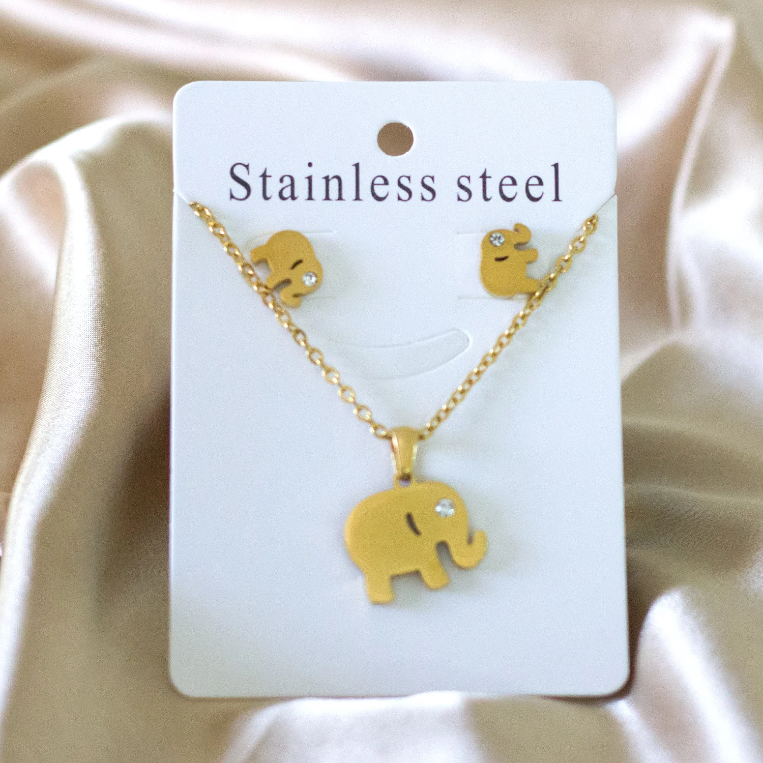 LUXUKISSKIDS Animal Cat Jewelry Sets Stainless Steel 316L Hamsa Hand Necklace For Women/Girls Dubai Indian African Jewelry Sets 