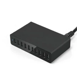 Multi - Port Fast Charging Station with 15 USB Ports & Included Cable - 60W 10USB Black (AU Plug)