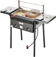 Propane Deep Fryer, Double Burners Commercial Fryer, 16 Qt Stainless Steel Cooker with Removable Baskets & Lids & Tanks, Oil Fry 1