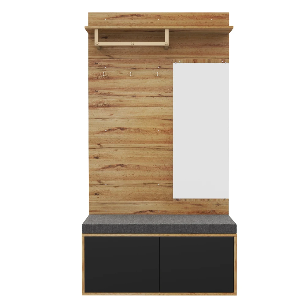 Kleiderschrank-Set, kompakter Kleiderschrank, Flurgarderobe mit Spiegel und Kissen, Kleiderschrankpaneele für Flur und Boden, 100 x 190 x 38 cm – Detail 22