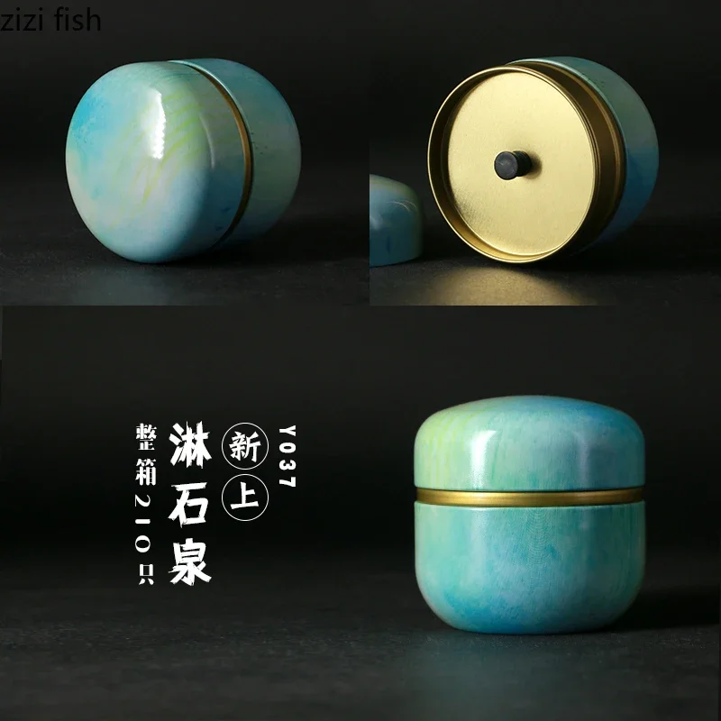 Tea Tin Box Tea Canister Tea Caddy Tinplate Household Sealed Packaging Box Portable Japanese Style Flower Round Small Tin Containers
