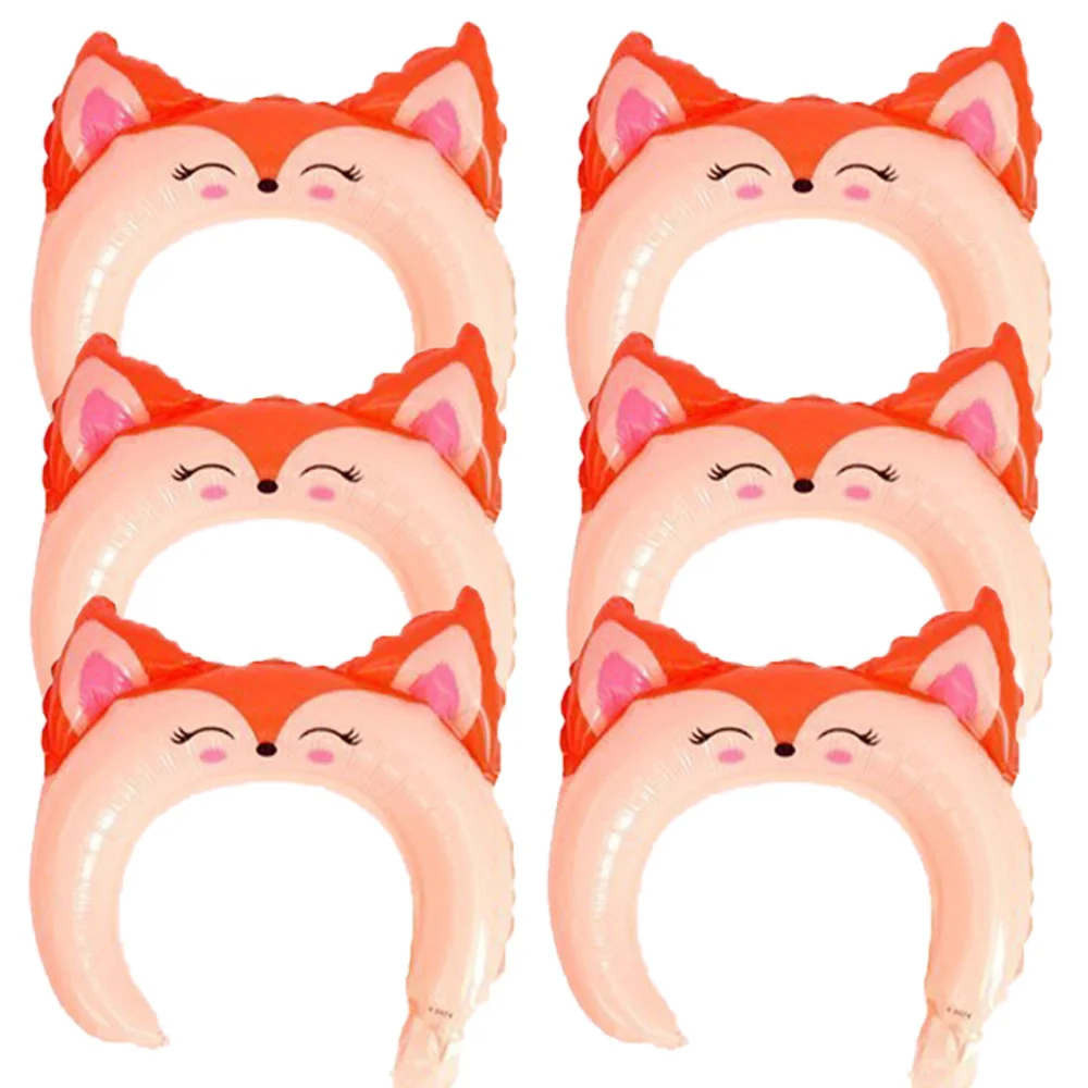 

10Pcs Fox Animal Inflatable Headbands Cartoon Wildlife Balloon Hair Hoop Children's Birthday Party Decorations Supplies