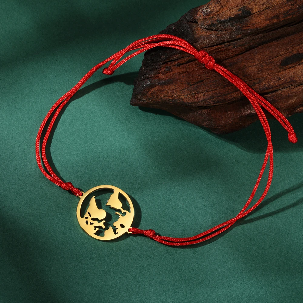 Dawapara The Earth Charm Globus Weltkarte Armband für Männer Frauen Edelstahl Reiseschmuck Abschlussgeschenk – Detail 17