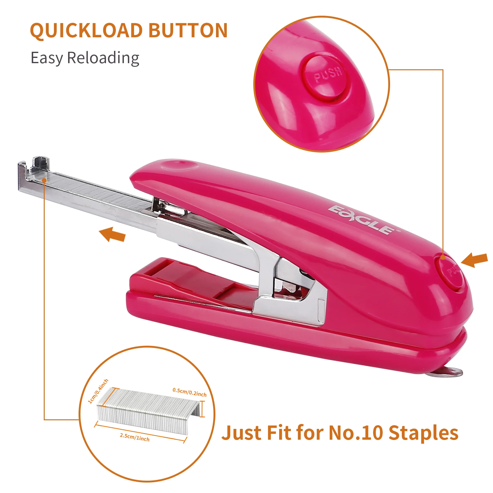 Mini Stapler Set Eagle Mini Stapler,10 Sheets Capacity,With free 1000 No 10 Staples,Convenient Built-in Staple Remover,school and office supplies