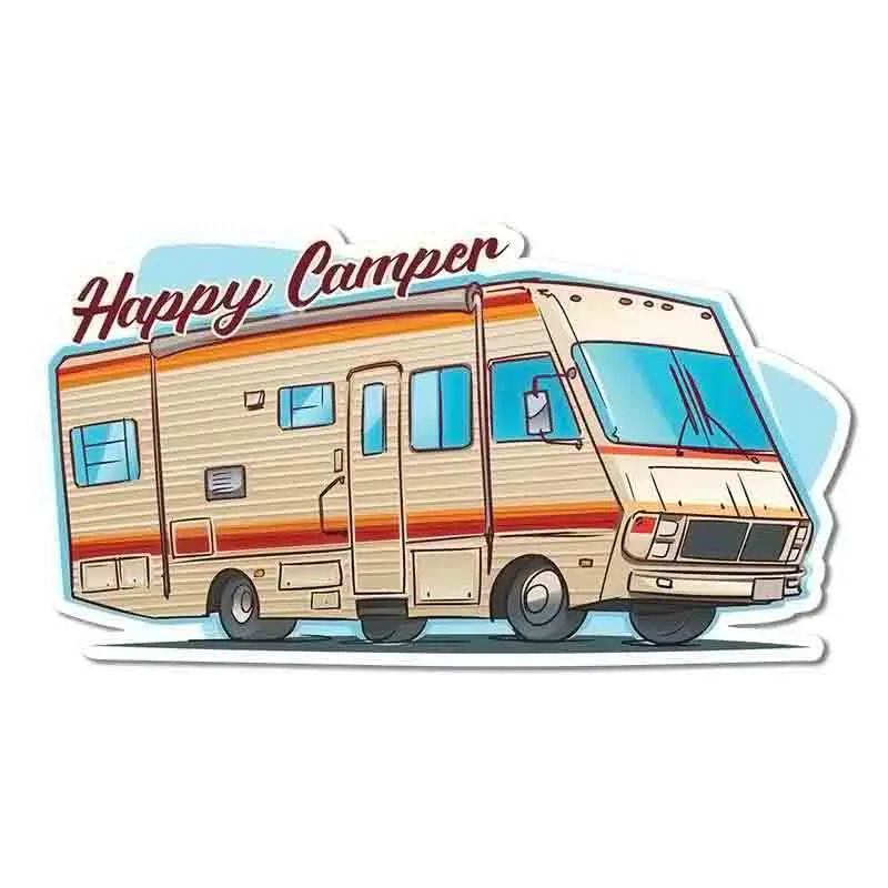 

Happy Camper Car Stickers Windshield Bumper Motorcycle Helmet Decal KK Vinyl RV VAN 3D JDM Car Accessories Graphics Anime Sign