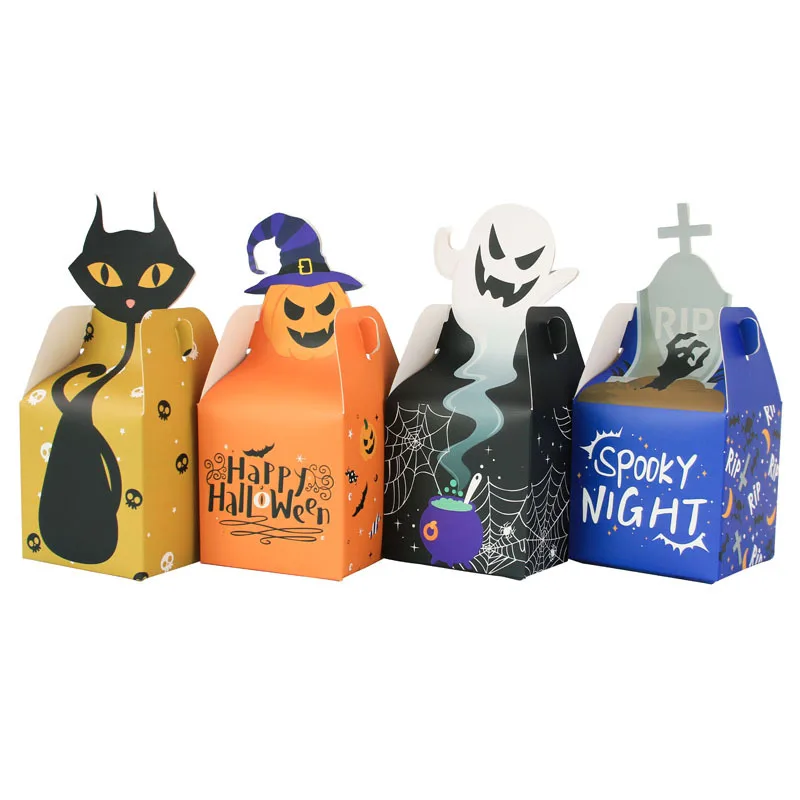 12/24/36PCS Halloween Candy Box Horror Geist Katze Kürbis Kreuz Papier Geschenk Cookie Box Trick Behandeln für DIY Halloween-Party Versorgung – Detail 2