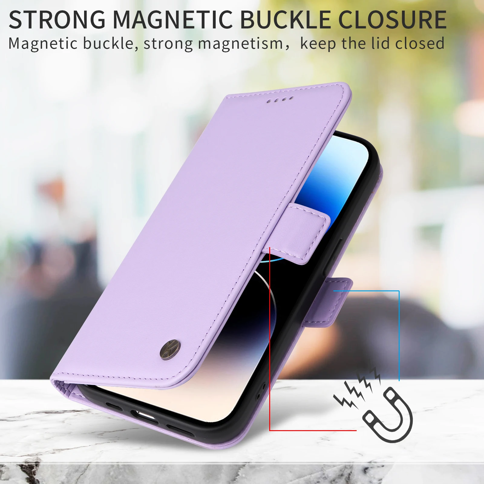 Magnetic Leather Card Slot Wallet Case