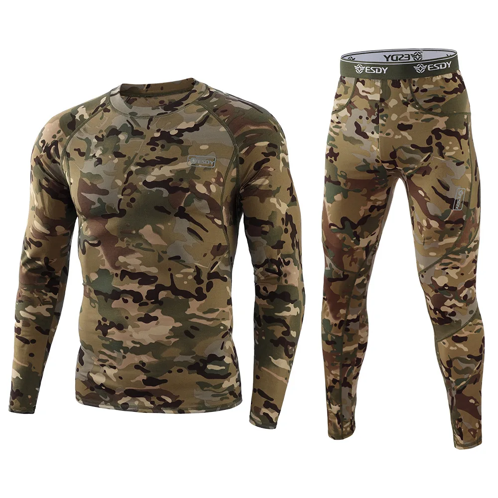 Men's Camouflage Thermal Underwear Comfortable Polyester Underwear  Breathable Fitness wear Anti-Sweat Sports Underclothes