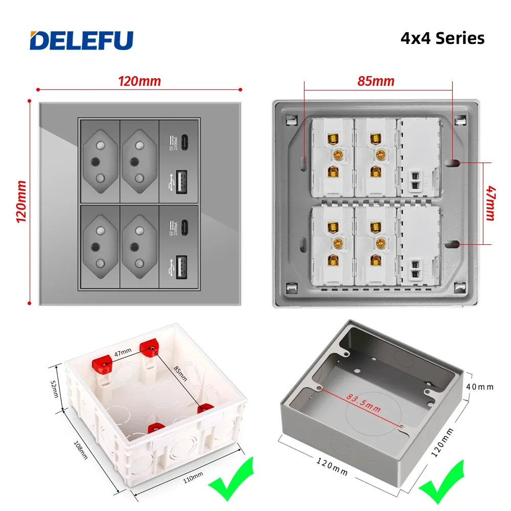 tipo c parede tomada luz interruptor escritorio cinza 10a 20a carga rapida 01