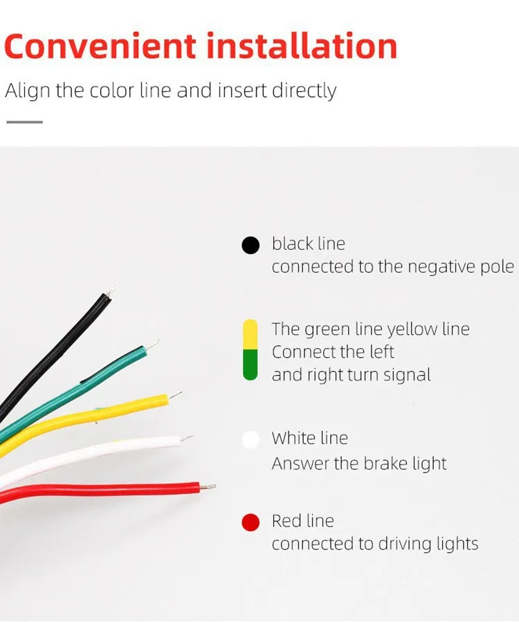 Auto-Heckbremsen-Warnlicht, rote Bremse, hinteres Rücklicht, dynamisches sequentielles gelbes Blinker, Pfeil, flexibler LED-Streifen, 12 V, 24 V – Detail 7