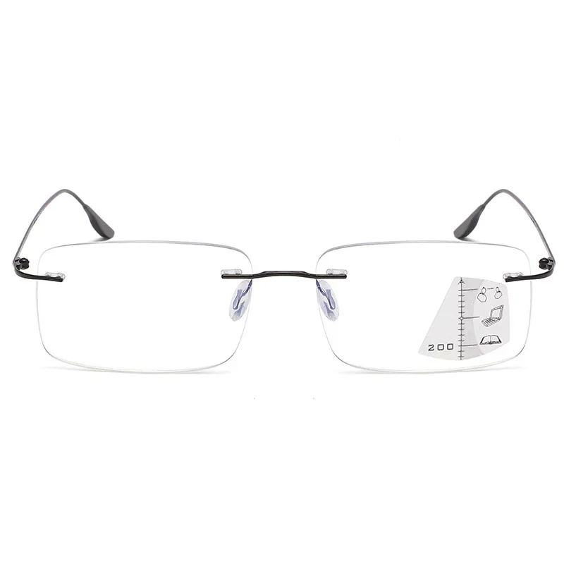 Hot Anti-blue Progressive Multifocal Reading Glasses With Case Frameless Elderly Eyewear Men Protable Presbyopic Glasses Women 4