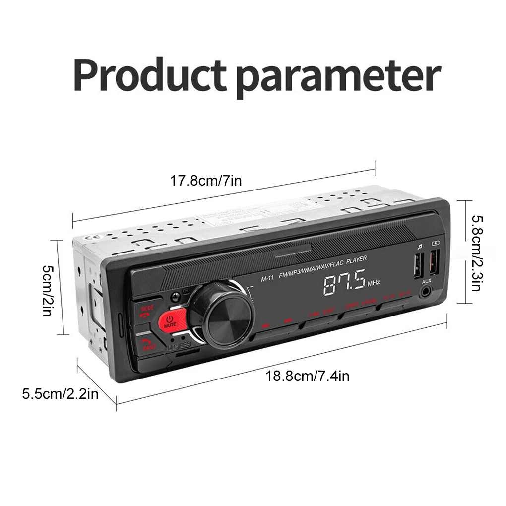 45W Car MP3 LCD Radio FM Bluetooth CAR BT DTA1028 TF-Karte USB 0 FunkchipIntegrierter Chip Merkmale