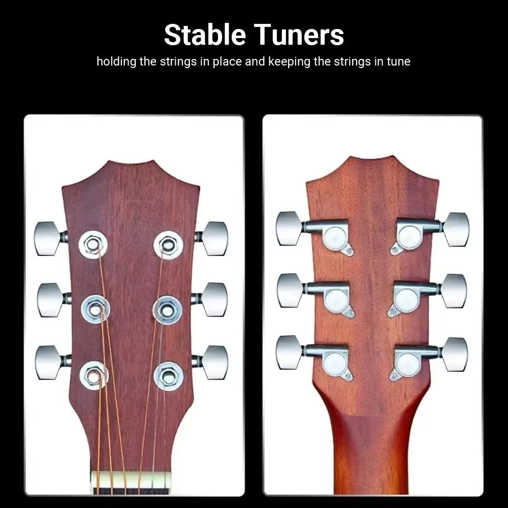 Stimmwirbel für Gitarrensaiten aus Metall, 3L3R-Konfiguration, komplett geschlossener Gitarrenstimmgerät, Mechanikenknopf, Stimmgeräte für klassische Gitarre – Detail 16