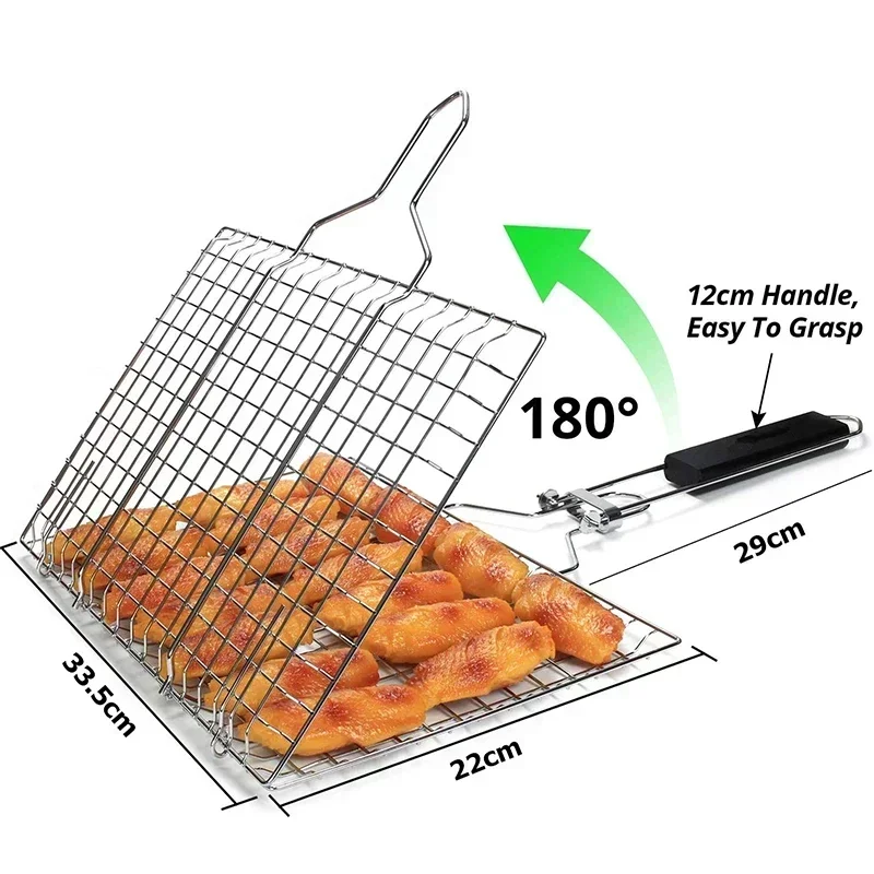 BBQ Grill Basket Foldable Portable Stainless Steel