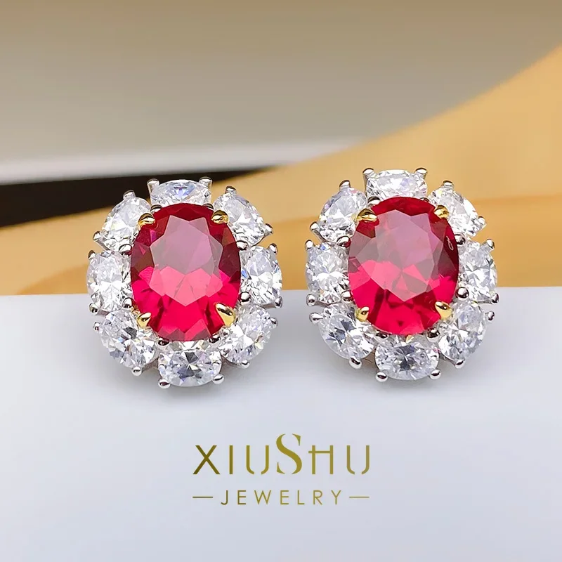 

Серьги из серебра 925 пробы с искусственным Рубином