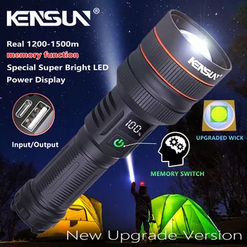 Bright Spotlight Long Range LED Flashlight Type-C Charging Strong Light Lamp Tactical Torch Waterproof Zoom Outdoor Lantern 1