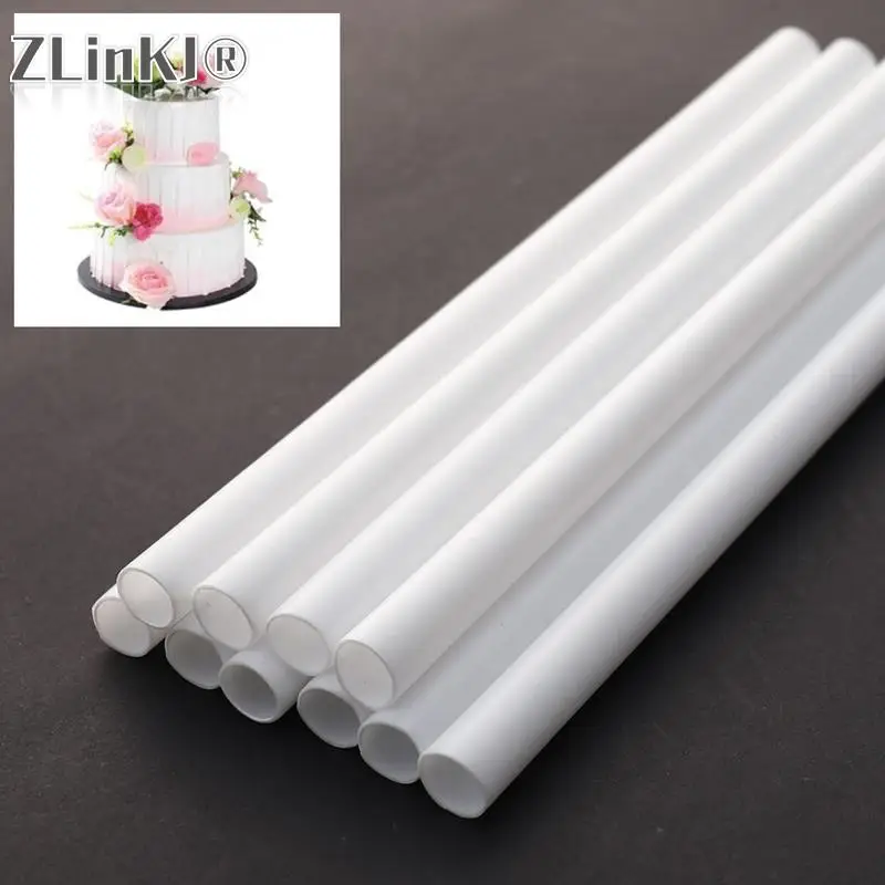 10Pcs Cake Dowels White Plastic Cake Support Rods Round Dowels Straws Reusable