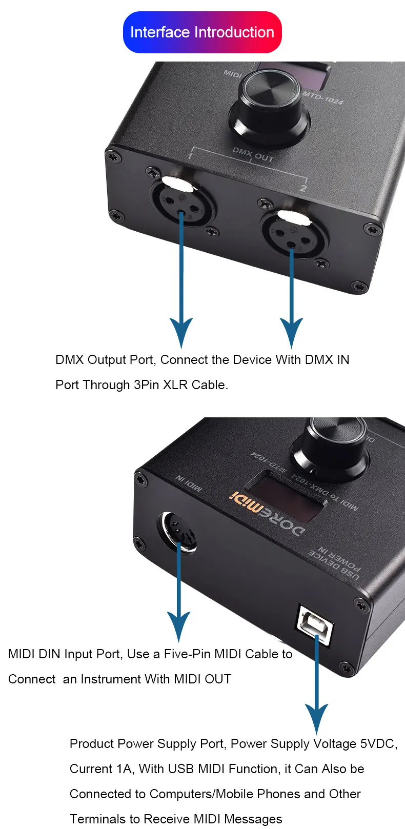 DOREMiDi MIDI to DMXコントローラー (MTD-1024) Amazon.com: DOREMiDi MIDI To DMX Controller (MTD-1024) Can
