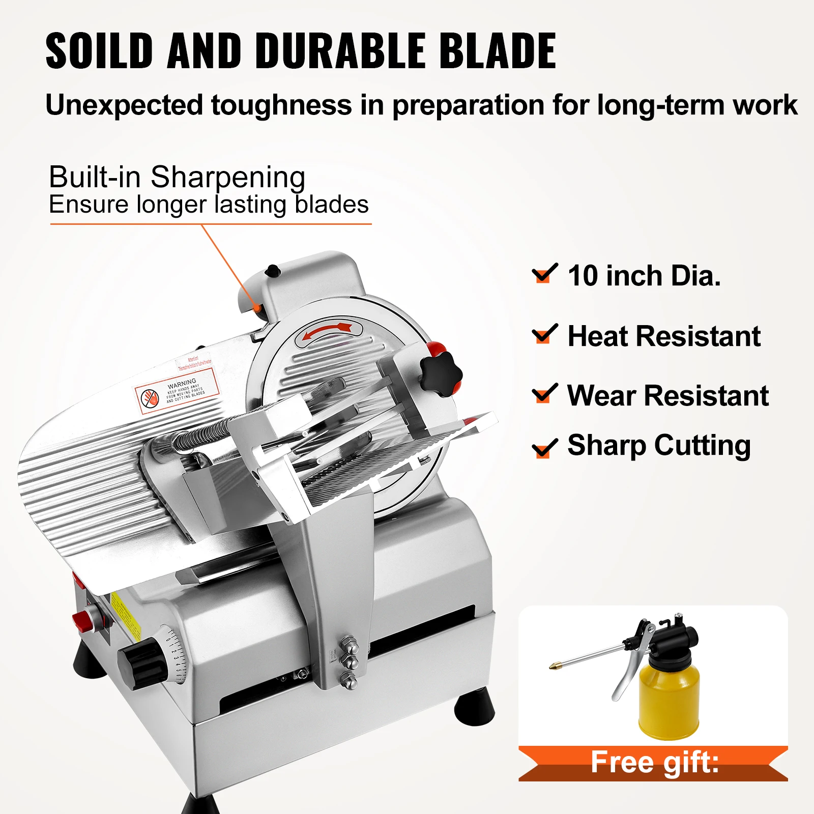 VEVOR 10" Commercial Meat Slicer, 540W Stainless Steel Deli Slicer for Home Use, Child Lock , Food Slicer Machine for Meat Bread 4