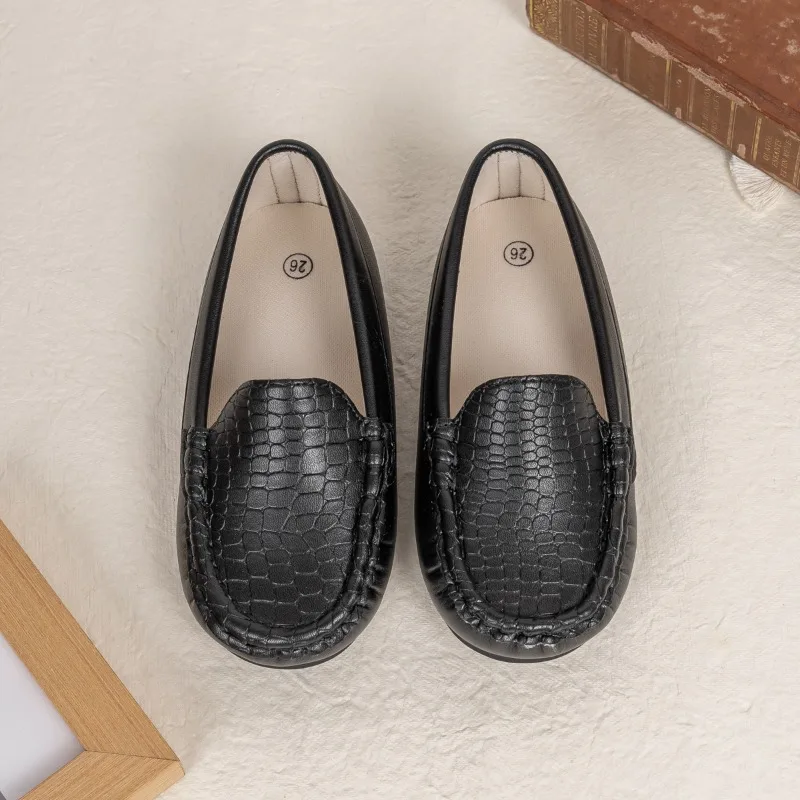 Simple New Boys Catwalk Leather Shoes 2025 Versatile Kids School Formal Uniform Flat Shoes Children Causal Performance Loafers