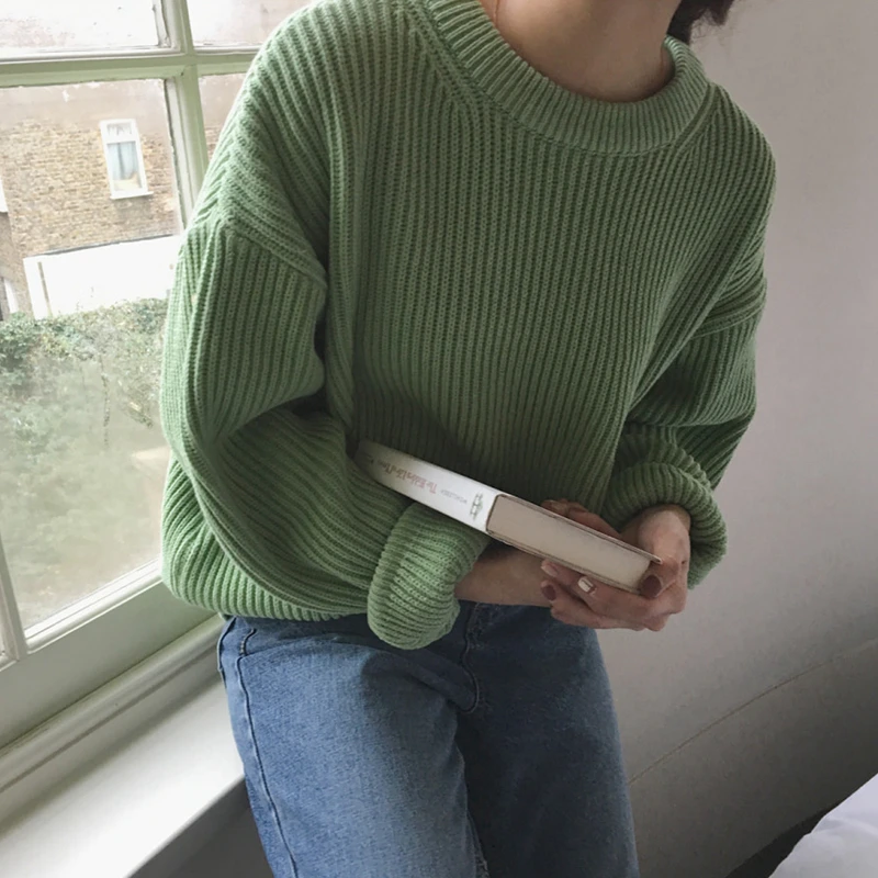 woolen sweater 2021 Autumn Winter Women Pullover Sweaters Female Knitted O-Neck Solid Concise Loose Elegant Office Lady Casual All Match Tops turtleneck sweater