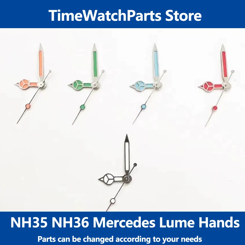 

NH35 NH36 Watch Hands Mercedes Green Luminous Watch Needles Dive Watch Dial Pointers for NH35 NH36 4R 7S Movement Accessories