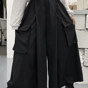여성용 한국 와이드 레그 팬츠, 오버사이즈 빈티지 카고 바지, 패션 고딕 하라주쿠 바지, 레이디 캐주얼 루즈 팬츠, 스트리트웨어