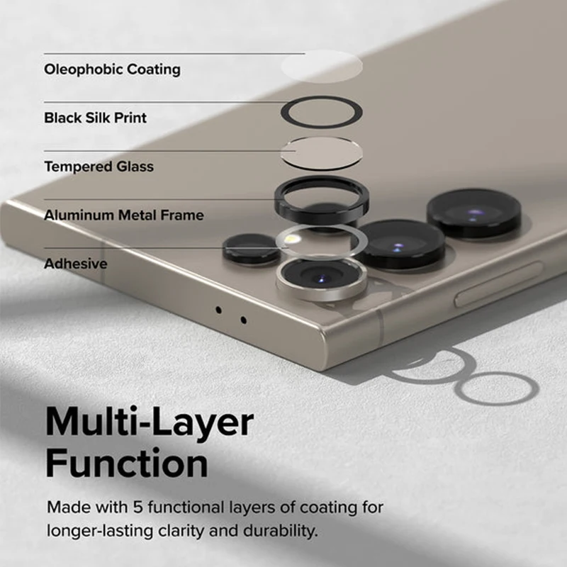 Premium Metal Camera Lens Glass Protectors with 9H Tempered Glass