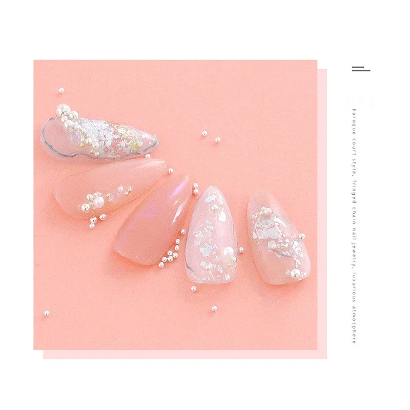 6칸 네일 아트 미니 스틸 캐비어 비즈 0.8-1.5mm 혼합 사이즈 3D 디자인 로즈 골드 실버 쥬얼리 매니큐어 DIY 장식