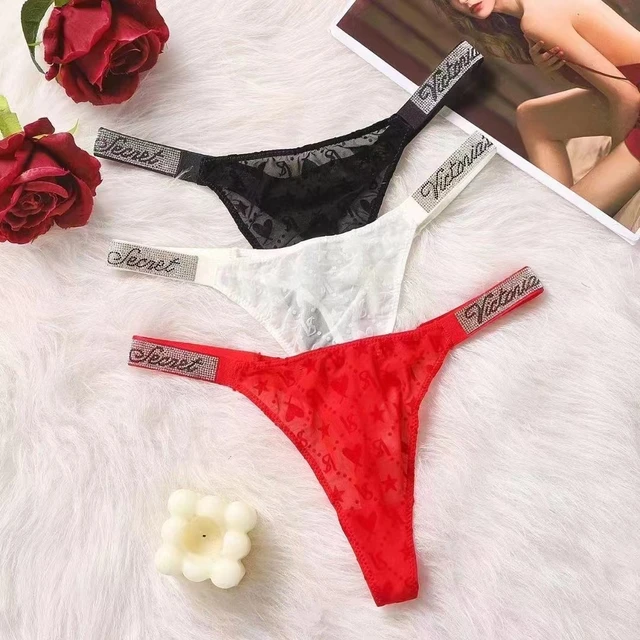 Victoria's Secret-conjunto de lencería con letras y diamantes de