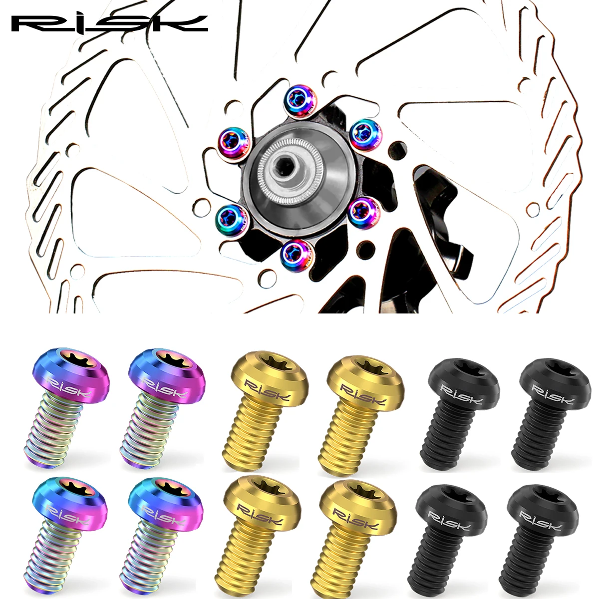 RISIKO 12 teile/beutel Mountain Road Fahrrad TC4 Titan M5X10mm Bremsscheibe Befestigungs Schrauben Schrauben T25 Torx Runde kopf