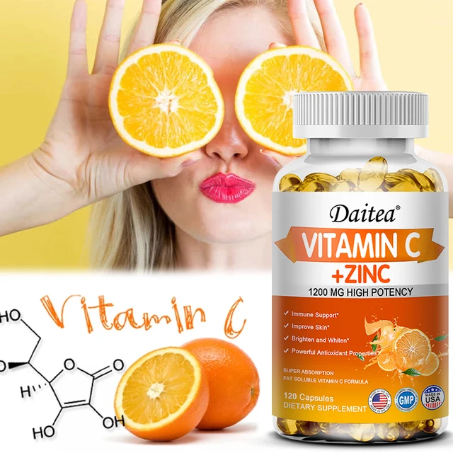 1486-c26549.jpg Vitamin C + Zinc Capsules - Immune System Booster Antioxidant Helps Improve Skin Brightening Supports Cellular Energy Production