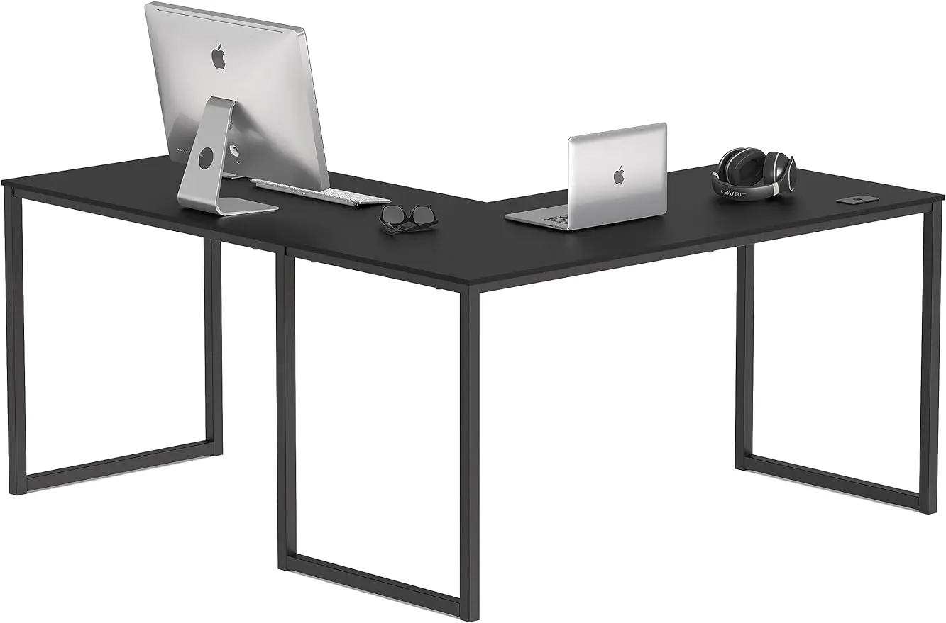 

SHW Home Office 55"x60" Large L Shaped Corner Desk, Black