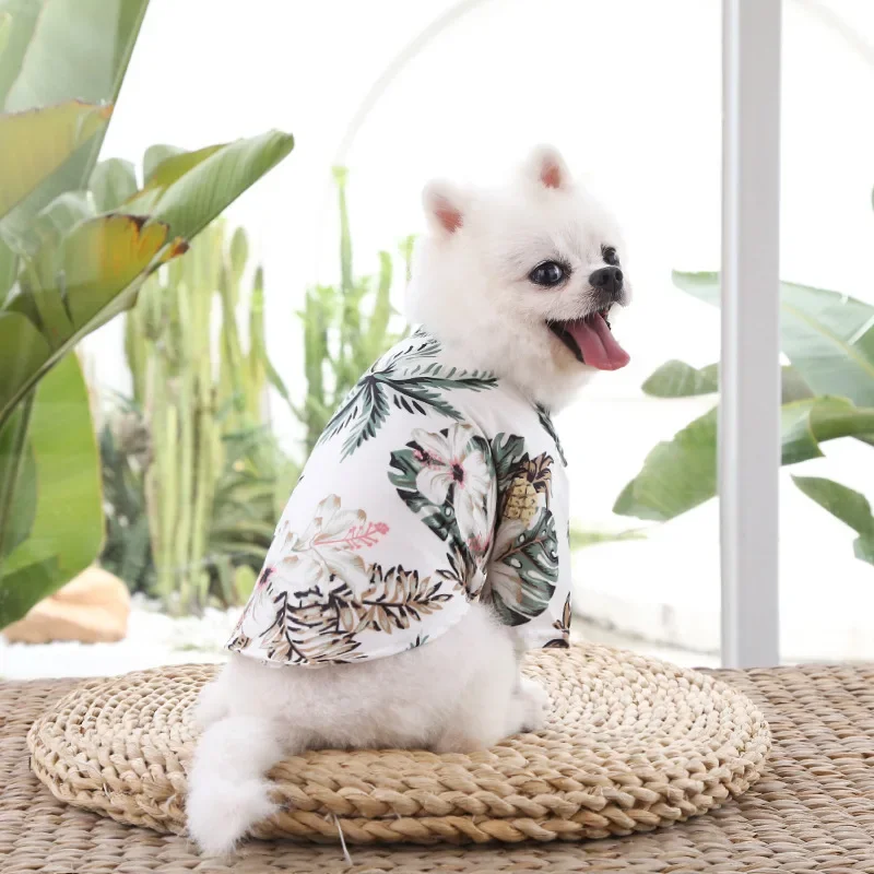 Pet Dog Shirt Hawaiian Beach Style Thin Breathable For Small Dogs Puppy Cat