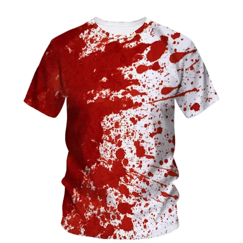 

Summer Halloween Hip Hop Horror Blood 3d Printed Men's T-Shirt Fashion Creative Premium Short Sleeve O Neck Trend Loose Tops