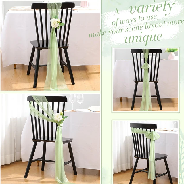 Ensemble de 12 ceintures de chaise en mousseline de soie, nœuds papillon, ruban de couverture de chaise, en vrac pour fête de mariage, Banquet, anniversaire, événement, décoration de la maison 4