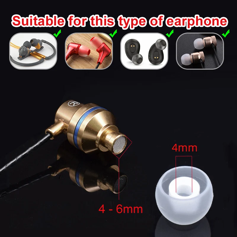 Premium Silicone Ear Tips for In-Ear Headphones - 10 Pairs (S, M, L)