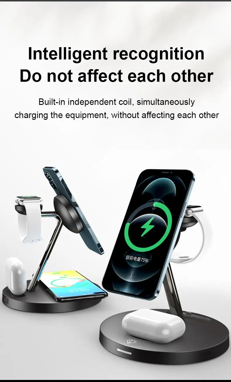 Fast Magnetic Wireless Chargers Stand for iPhone 13Pro Max 12 5 in 1 Wireless Charging Station for Apple Watch 7/AirPod Pro 2 3 usb charger 12v